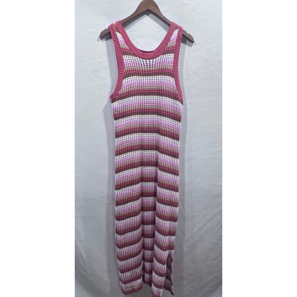 C & C California Pick Multicolor Crochet Knit Maxi Dress Women's L Boho Beachy